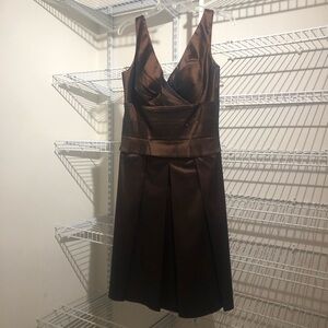 VINTAGE ✨ Brown Rouched A-line Cocktail Dress